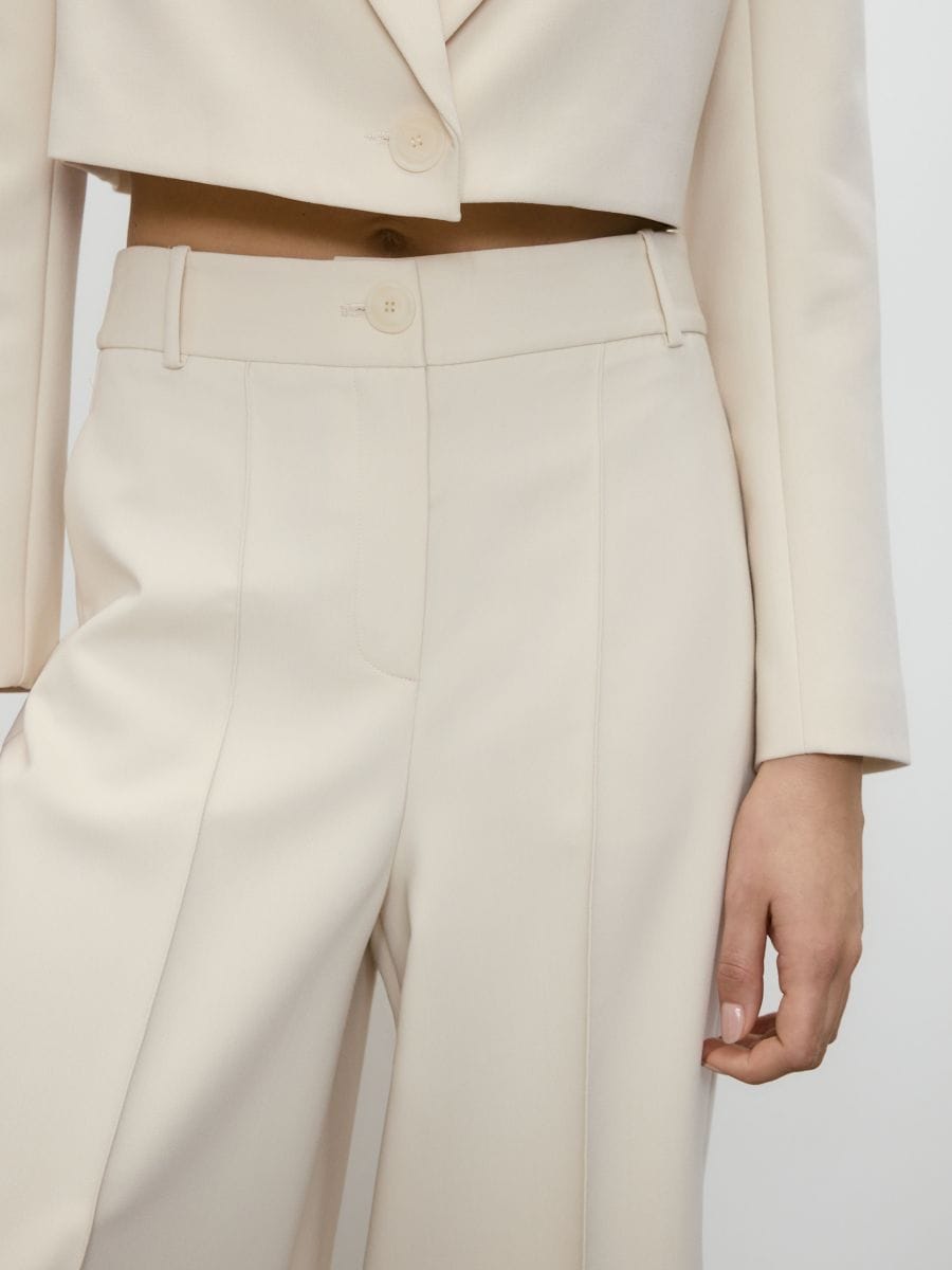 Trousers with pressed crease - cream - RESERVED - 6