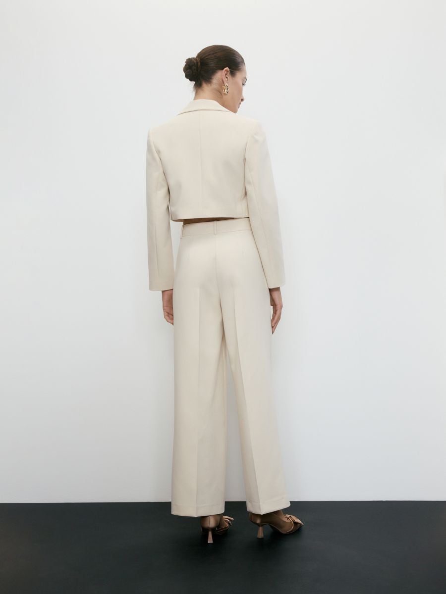 Trousers with pressed crease - cream - RESERVED - 7