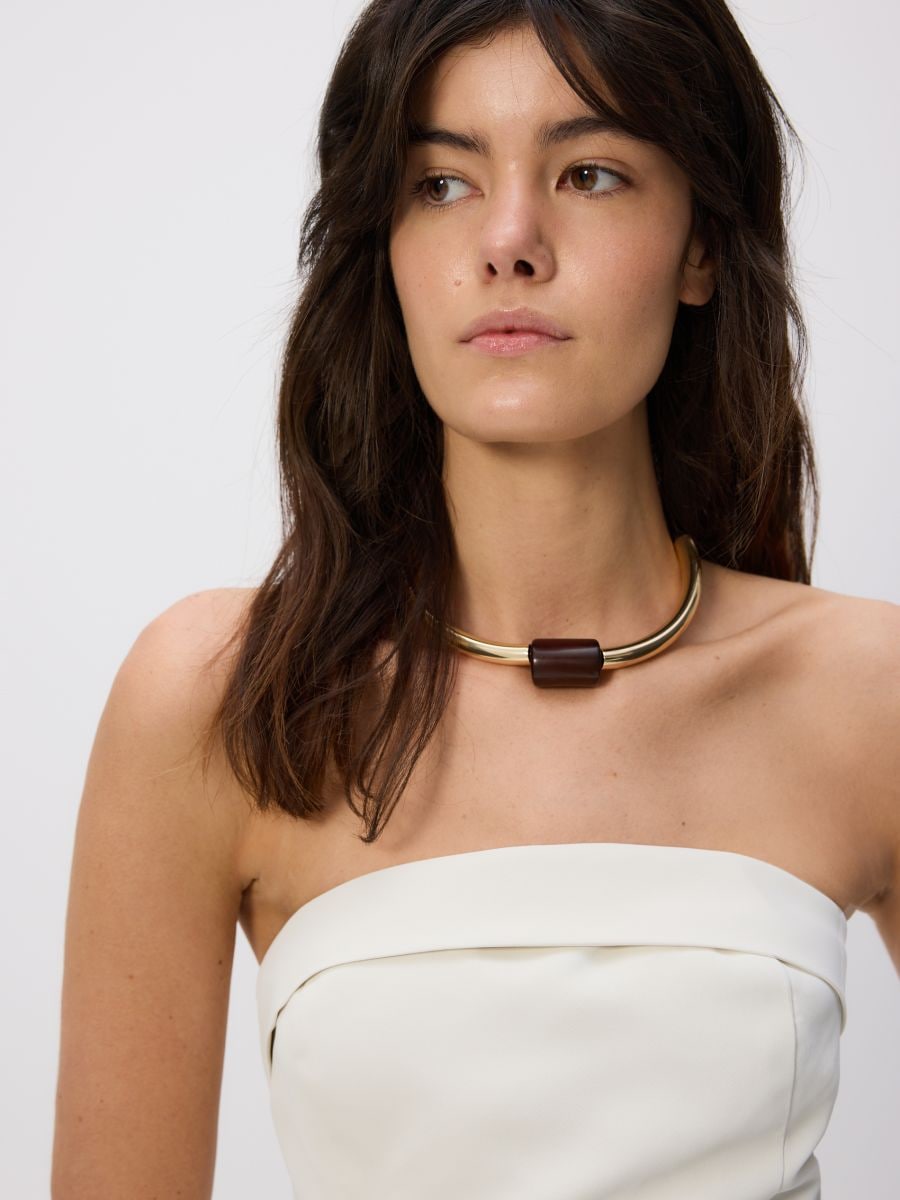 LADIES` TOP - krem - RESERVED - 3
