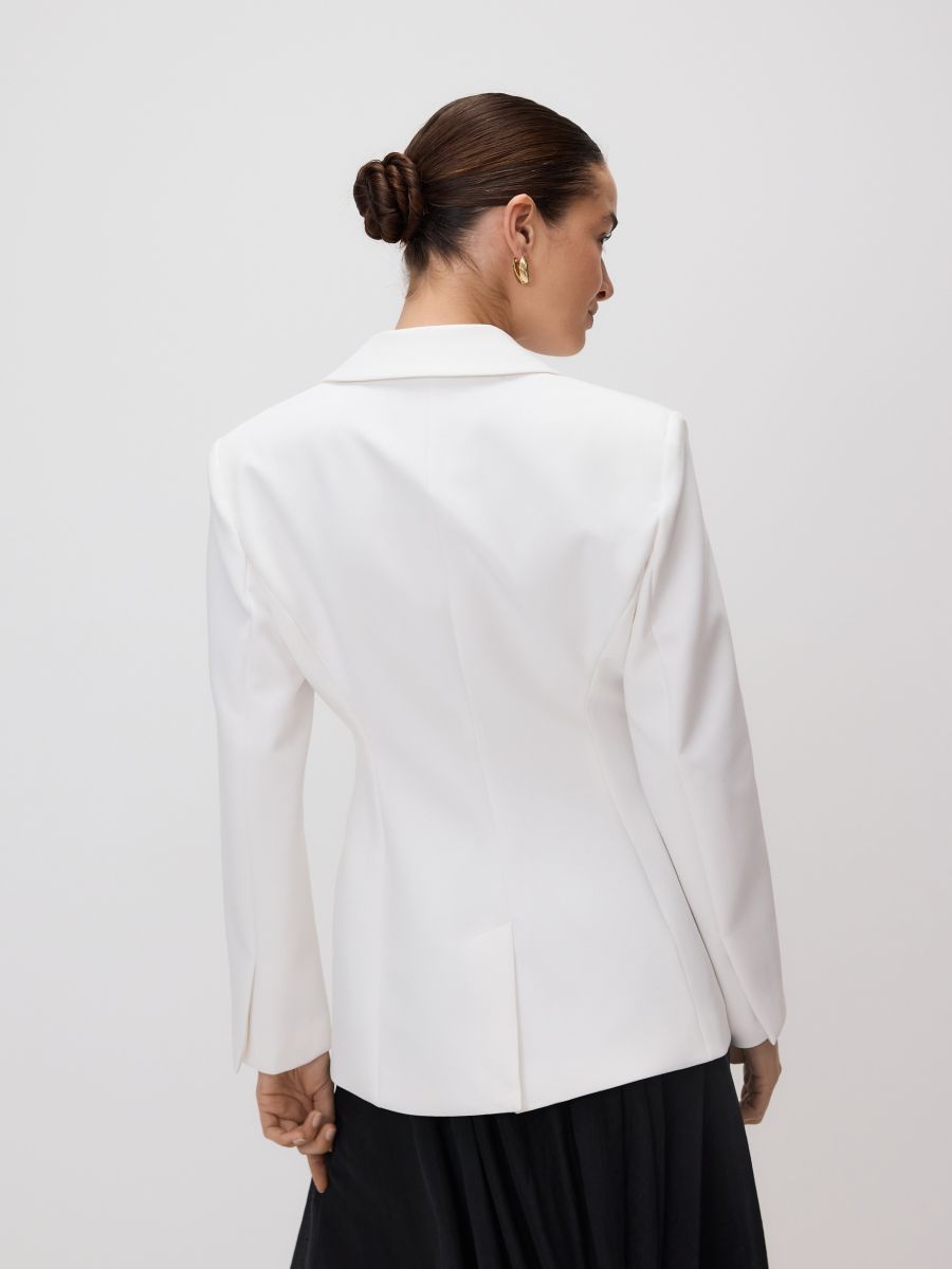Waist-fitted blazer with viscose blend - cream - RESERVED - 6