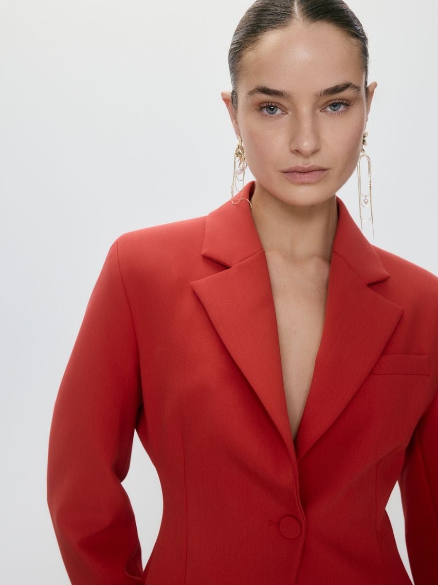 Strukirani sako s mješavinom viskoze - crveno - RESERVED - 2