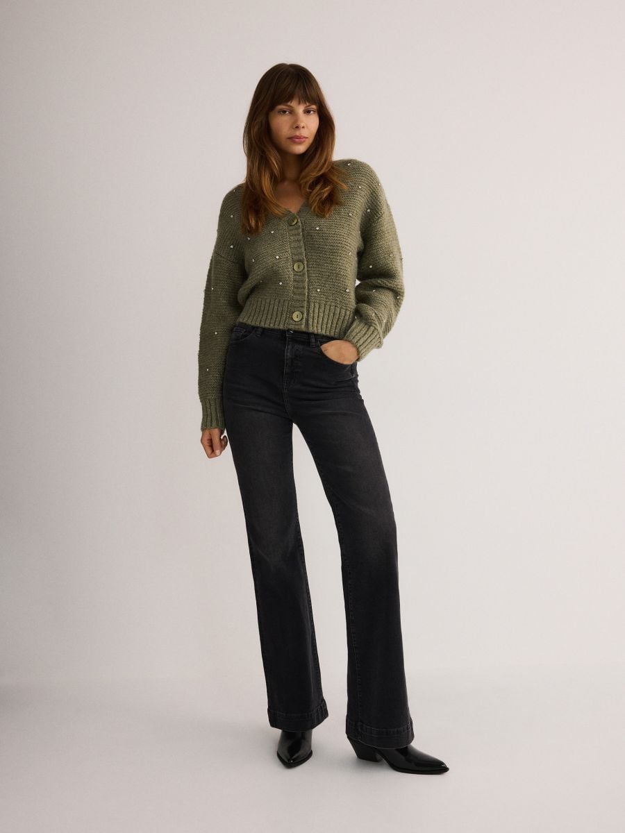 Cardigan with appliques - dusty green - RESERVED - 2