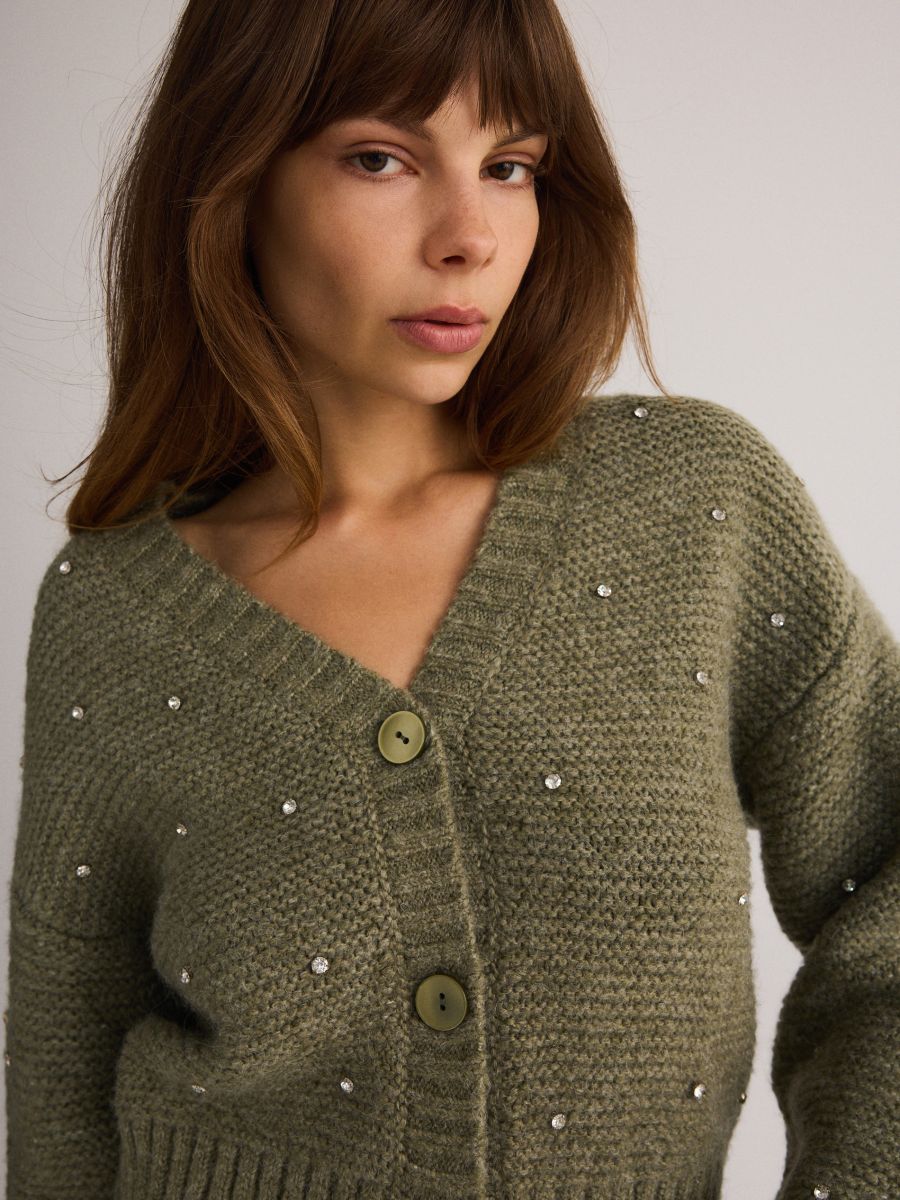 Cardigan with appliques - dusty green - RESERVED - 3