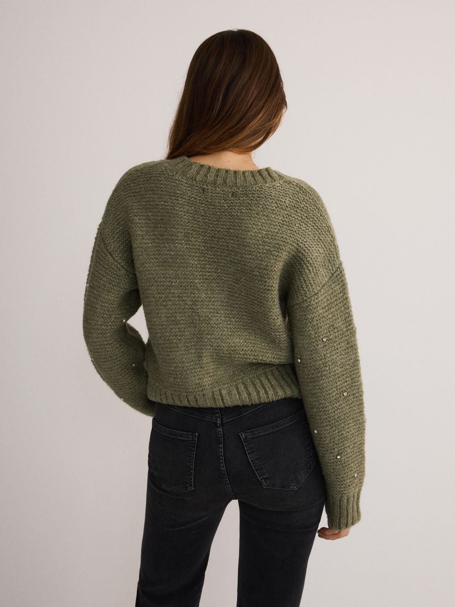 Cardigan with appliques - dusty green - RESERVED - 4