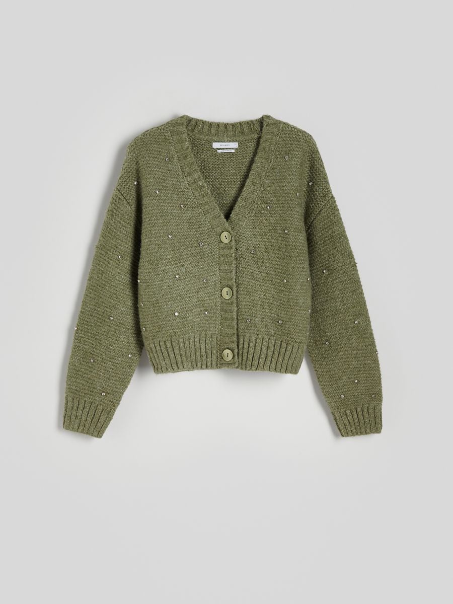 Cardigan with appliques - dusty green - RESERVED - 5