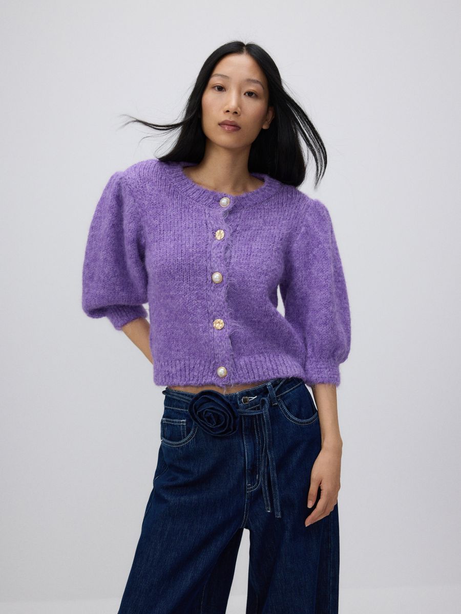 Cardigan with decorative buttons - violet - RESERVED - 2