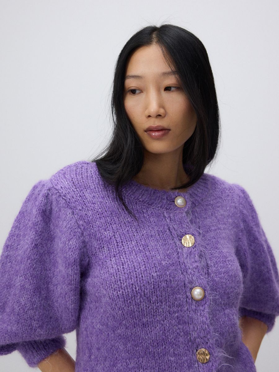 Cardigan with decorative buttons - violet - RESERVED - 3