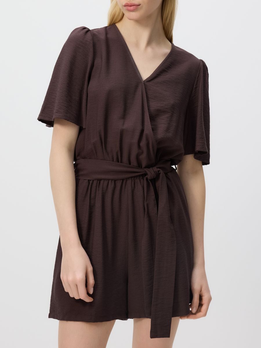 Viscose jumpsuit - dark brown - RESERVED - 4
