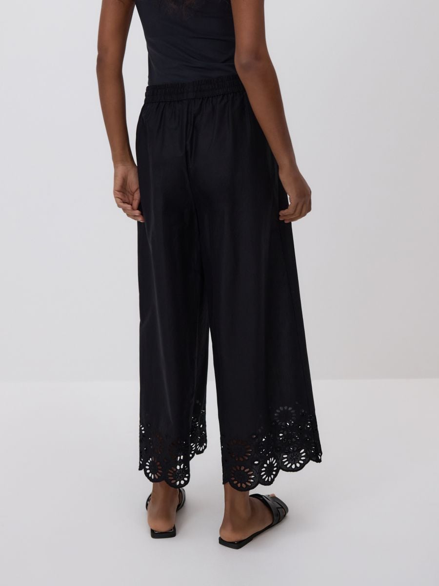 Pants with openwork trim - black - RESERVED - 3