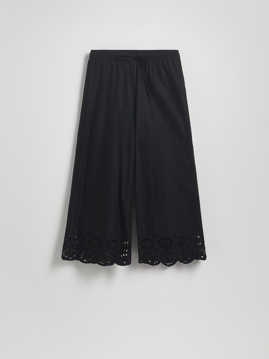 Pants with openwork trim - black - RESERVED - 4