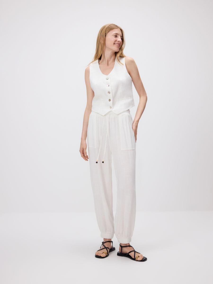 Viscose rich joggers - cream - RESERVED - 5