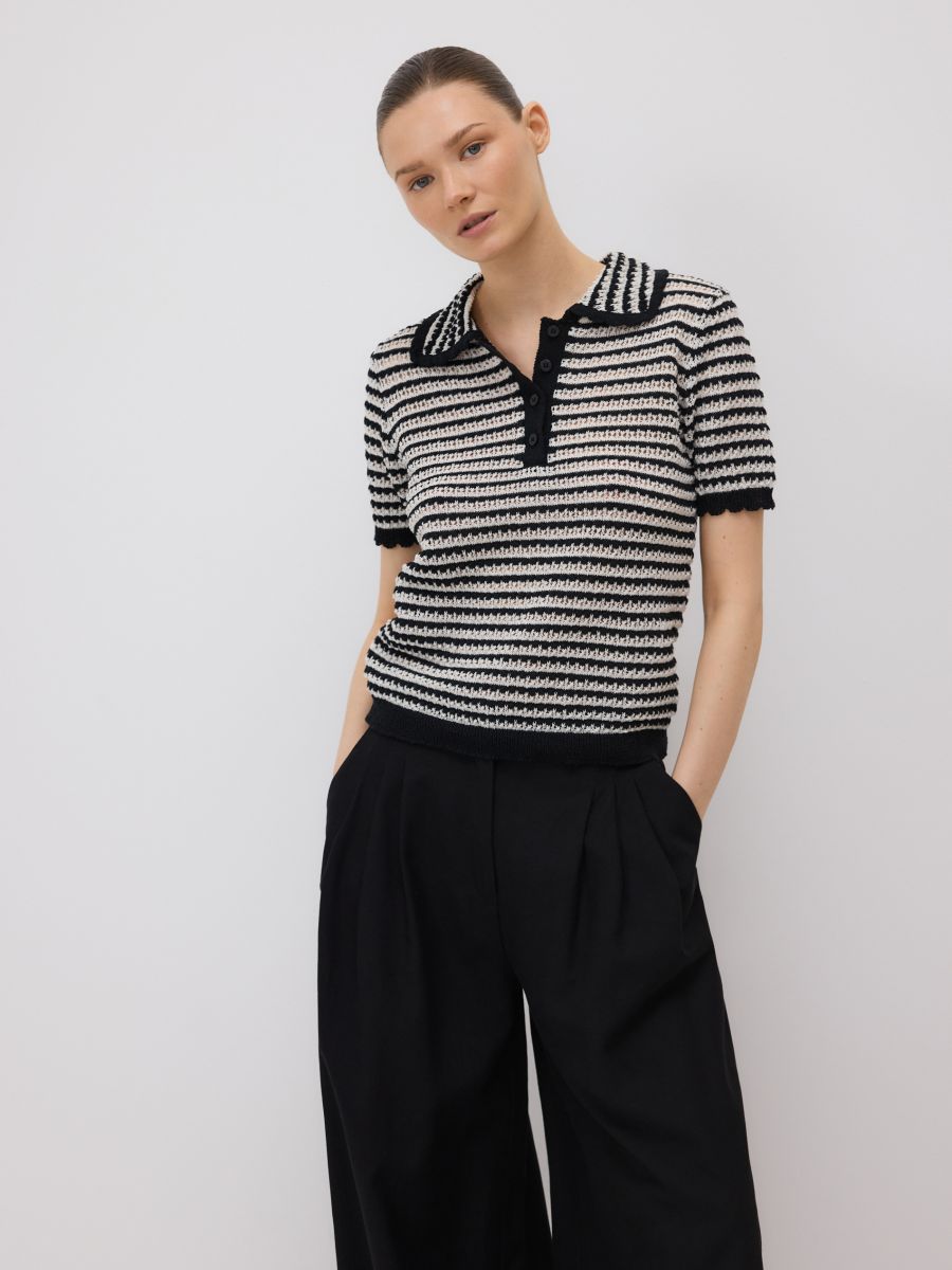 Openwork polo jumper - multicolor - RESERVED - 2