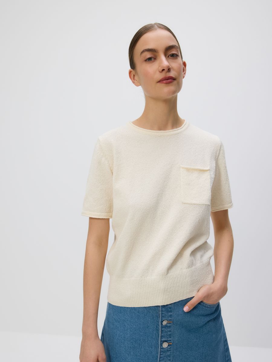 Jersey top with pocket - nude - RESERVED - 2