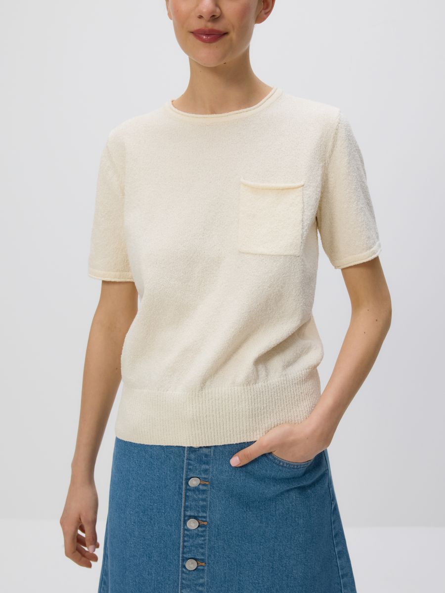 Jersey top with pocket - nude - RESERVED - 3