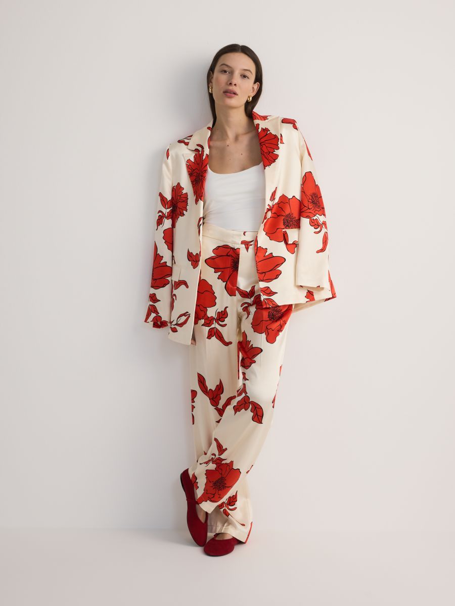 Patterned viscose trousers - multicolor - RESERVED - 2