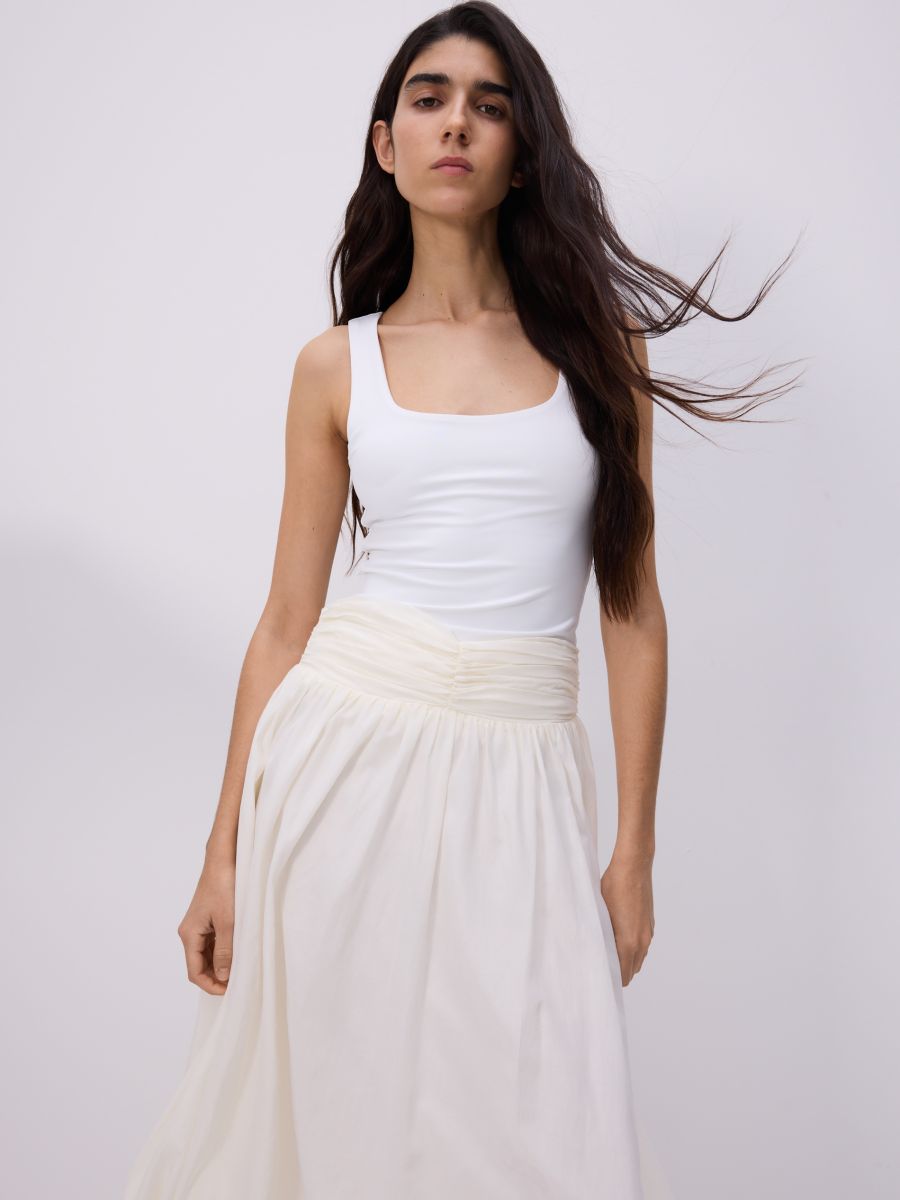 Balloon skirt made of viscose - cream - RESERVED - 4
