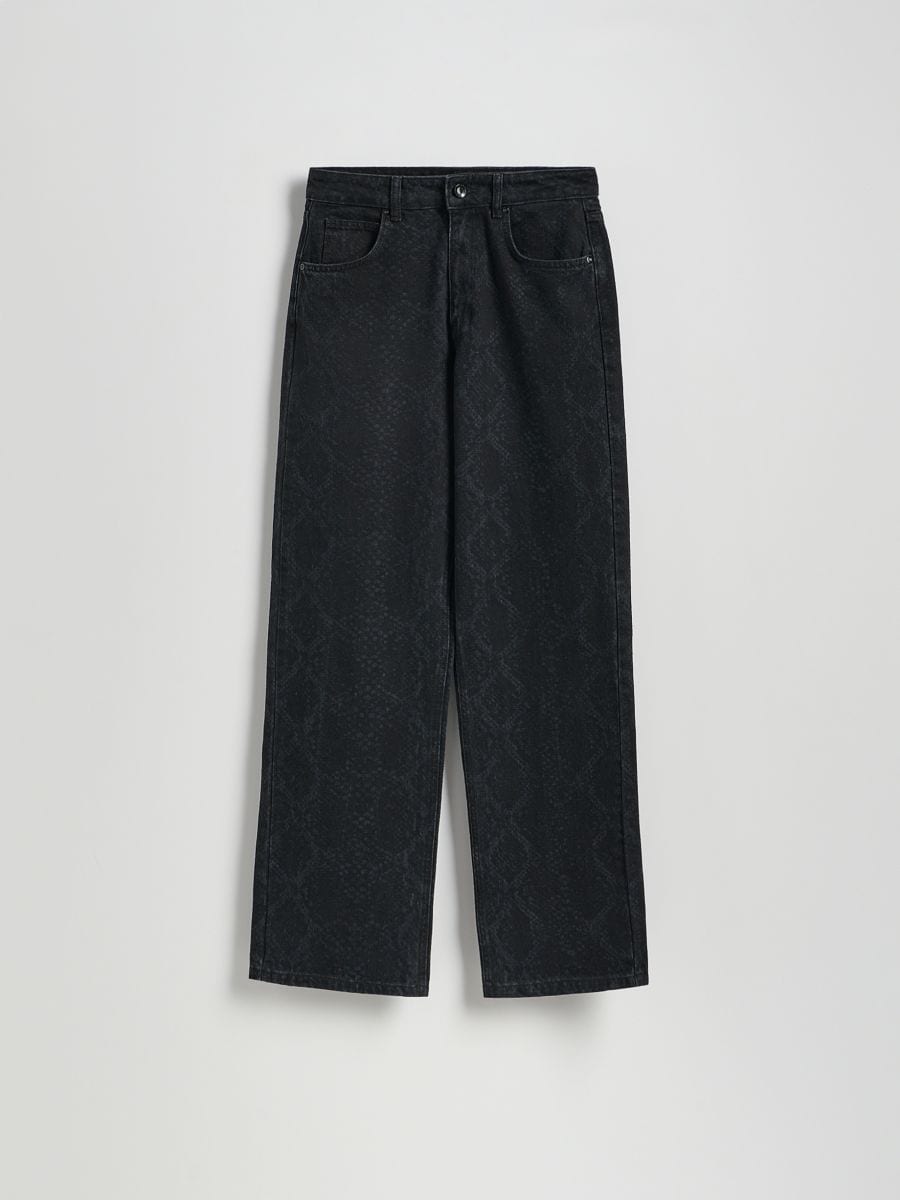 Straight jeans met dierenpatroon - zwart - RESERVED