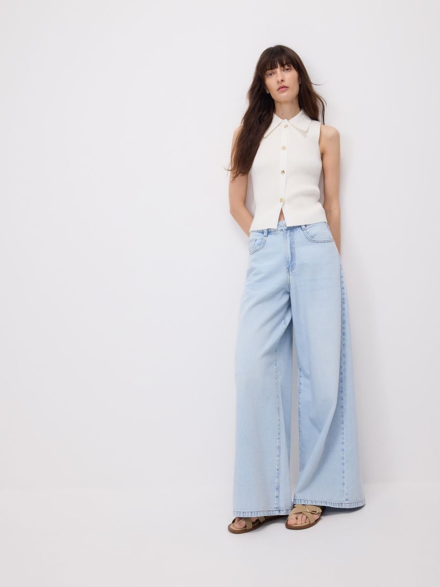 Jeans mit breiten Beinen - blau - RESERVED - 3