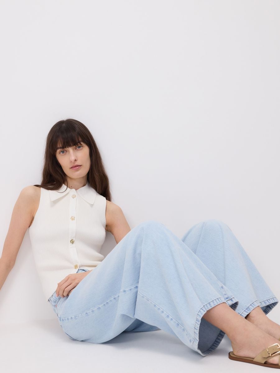 Jeans mit breiten Beinen - blau - RESERVED - 5