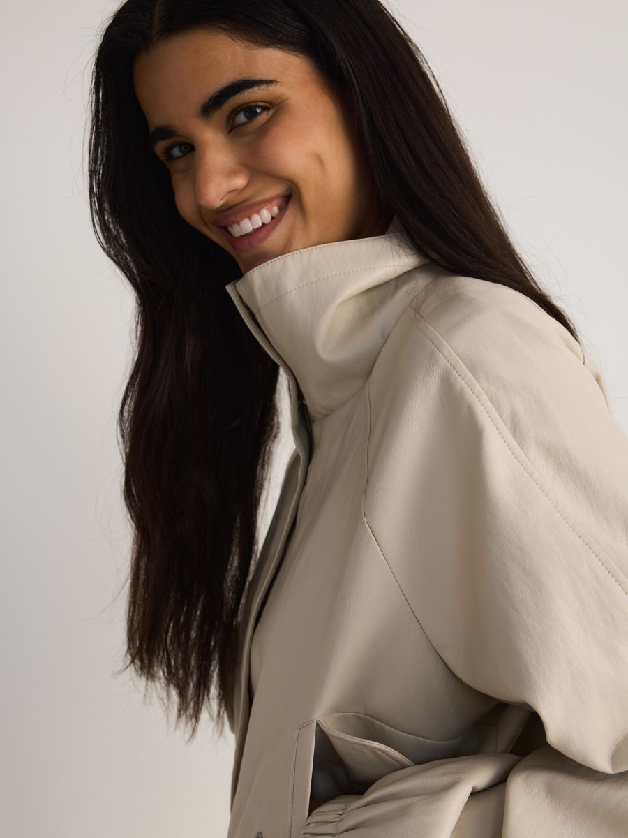 Jacket with high stand up collar - nude - RESERVED - 2