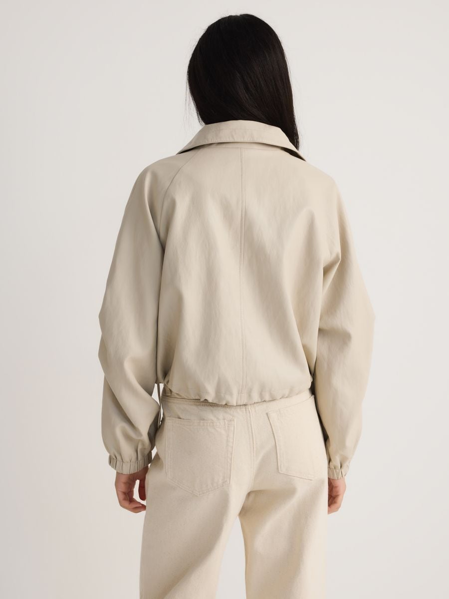 Jacket with high stand up collar - nude - RESERVED - 5