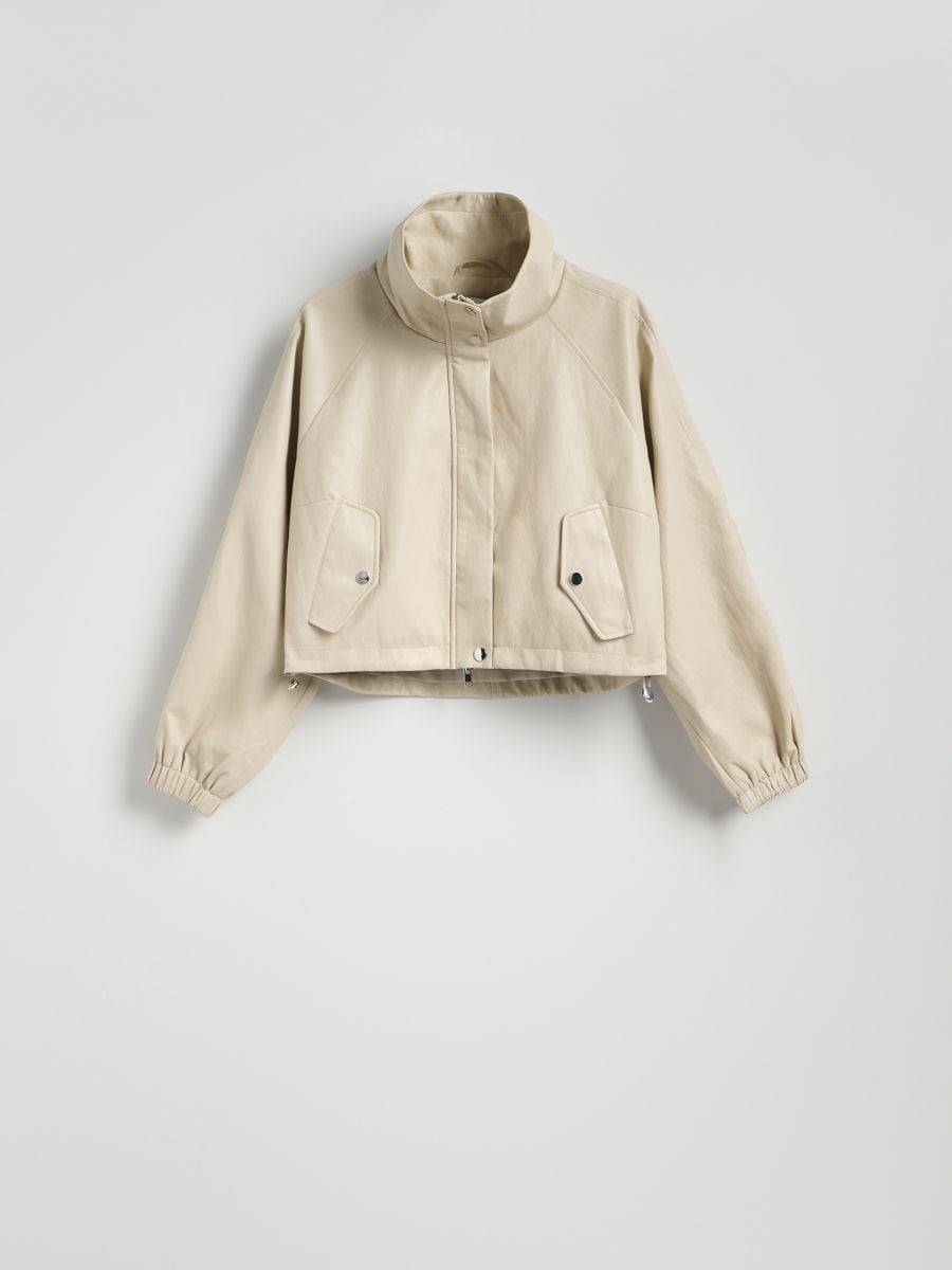 Jacket with high stand up collar - nude - RESERVED - 7