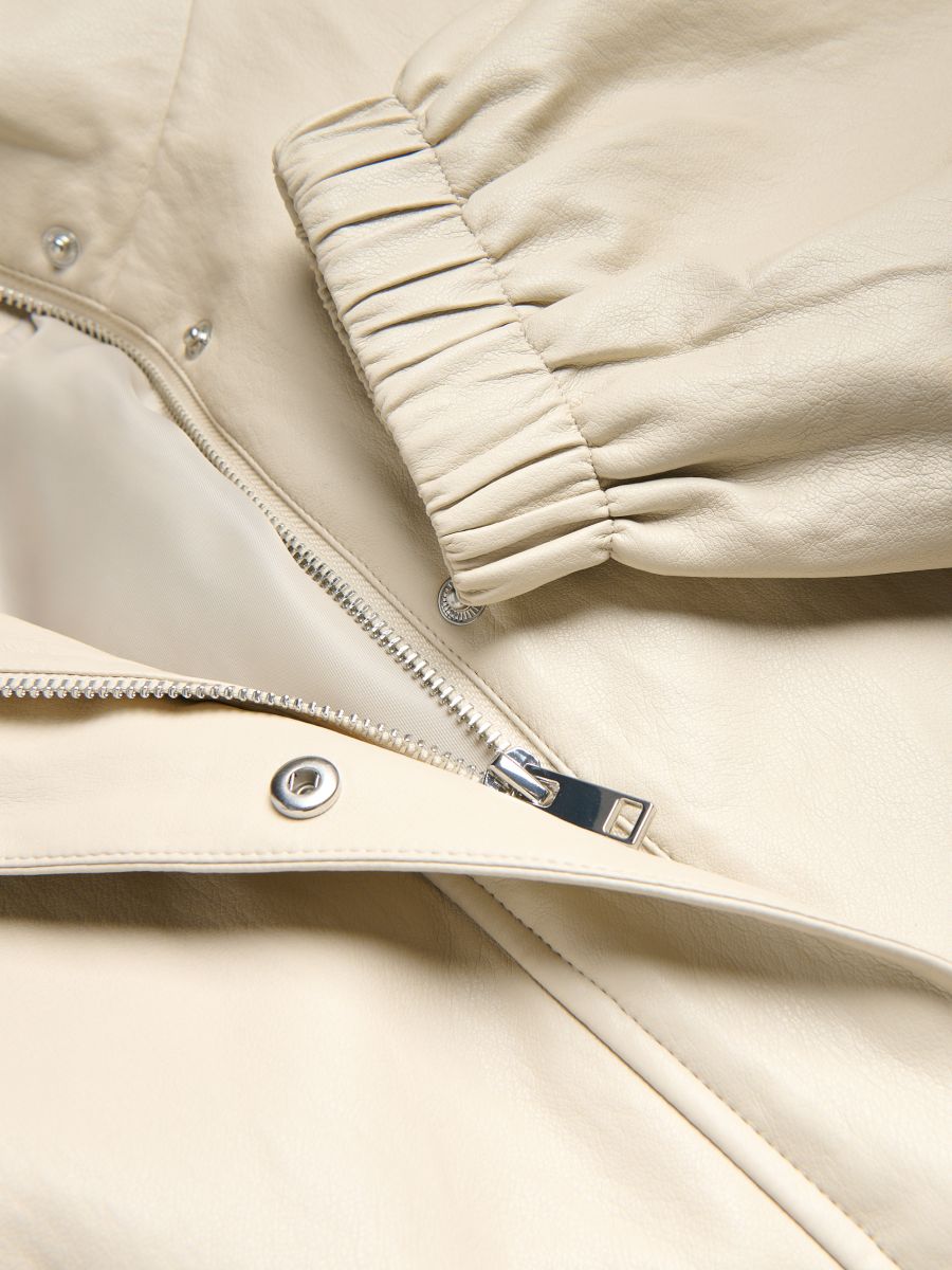 Jacket with high stand up collar - nude - RESERVED - 8