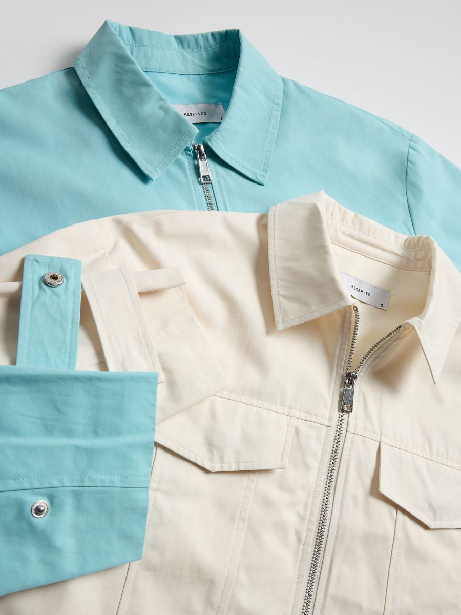 Cropped jacket with collar - cream - RESERVED - 6