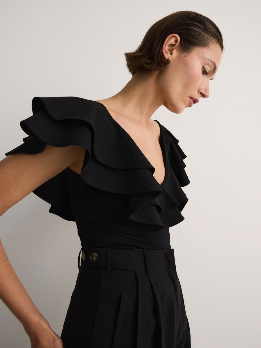 Body z falbanami - czarny - RESERVED