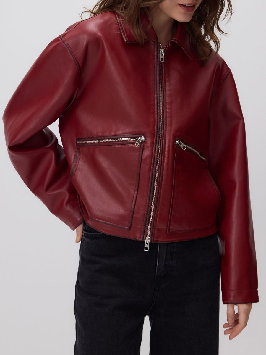 Aged effect jacket - burgundy - RESERVED - 4