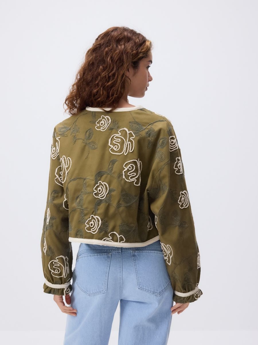 Tie-front jacket with embroidery - green - RESERVED - 5