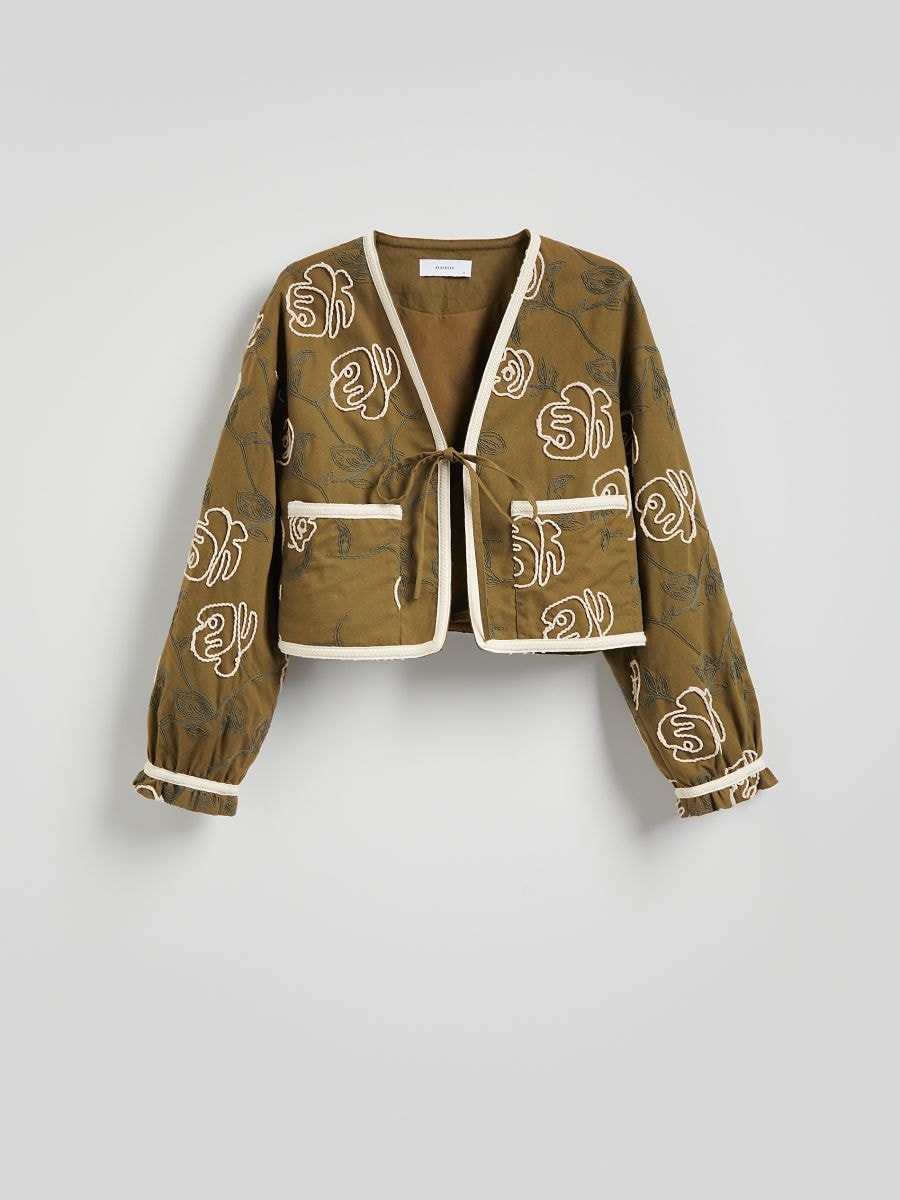Tie-front jacket with embroidery - green - RESERVED - 8
