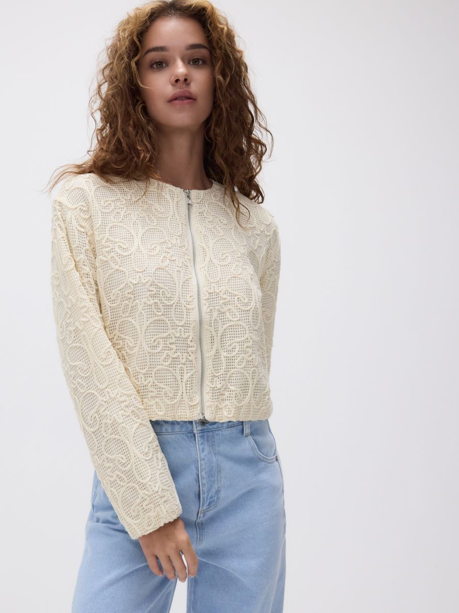 Bomber jacket with embroidery detail - cream - RESERVED - 4