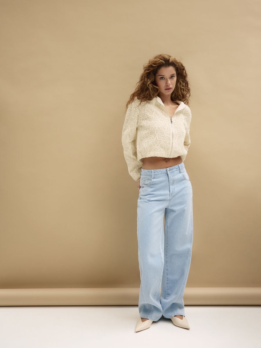 Bomber jacket with embroidery detail - cream - RESERVED - 9
