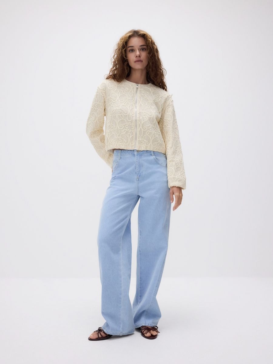 Bomber jacket with embroidery detail - cream - RESERVED - 2