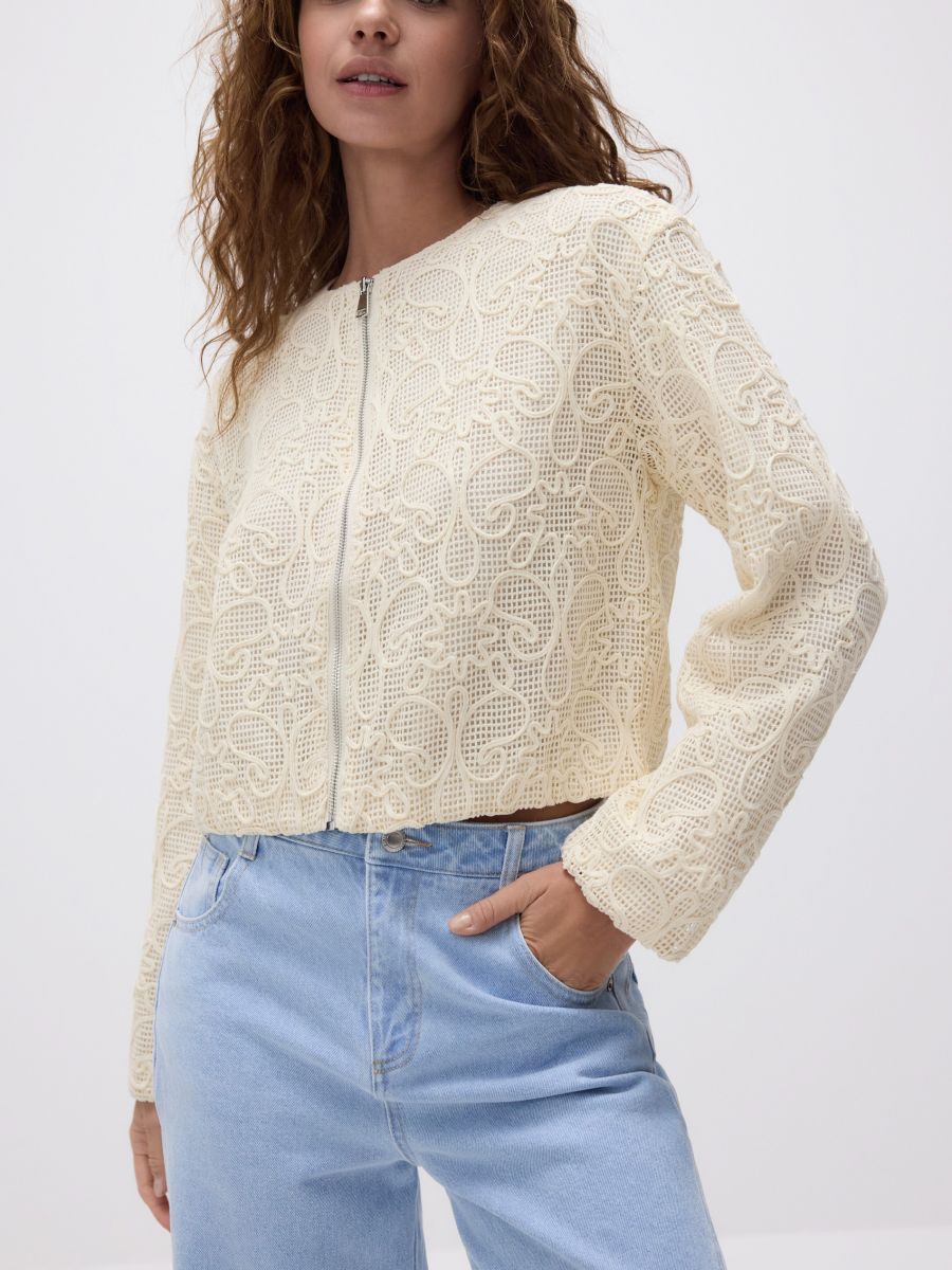 Bomber jacket with embroidery detail - cream - RESERVED - 5