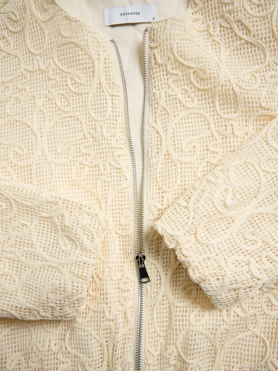 Bomber jacket with embroidery detail - cream - RESERVED - 8