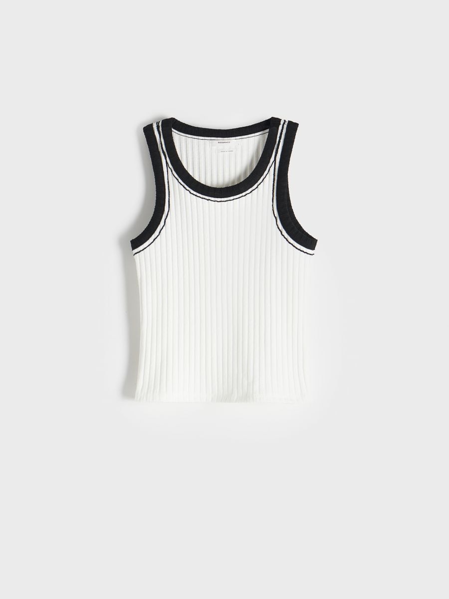 Top with contrast trim - cream - RESERVED - 4