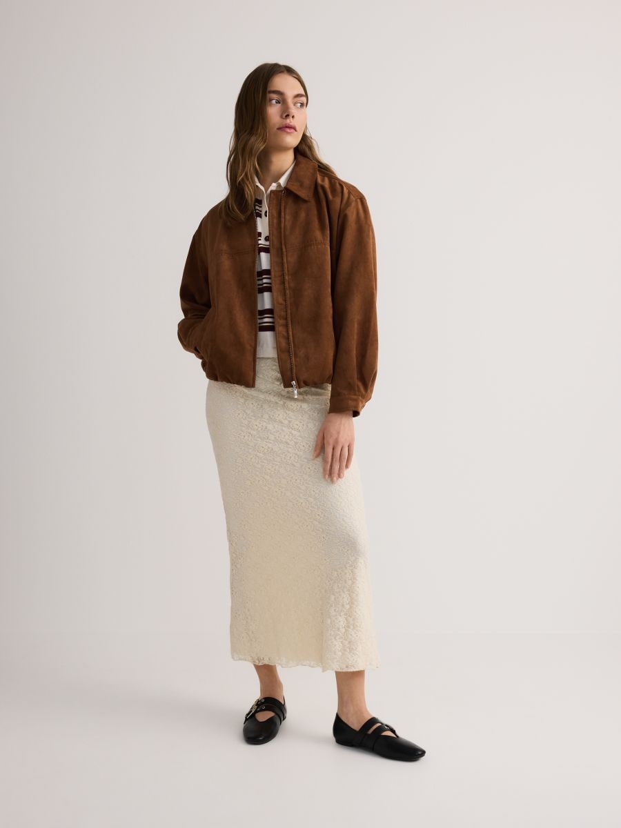 Veste oversize en imitation daim - brun mordoré - RESERVED - 3
