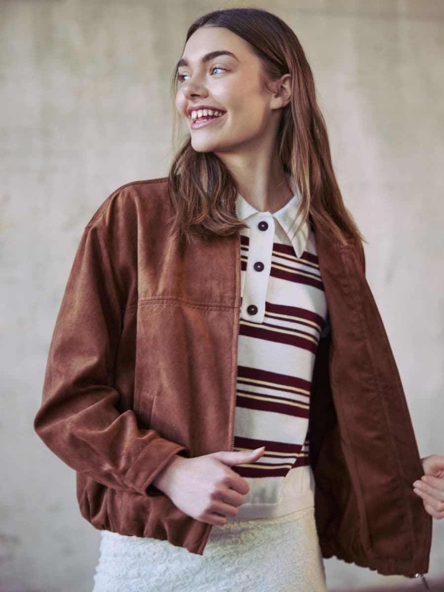 Veste oversize en imitation daim - brun mordoré - RESERVED - 6