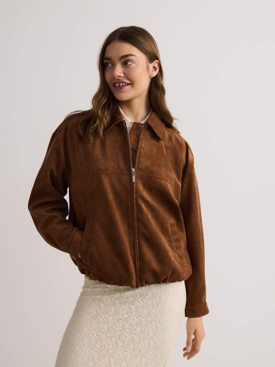 Veste oversize en imitation daim - brun mordoré - RESERVED - 4
