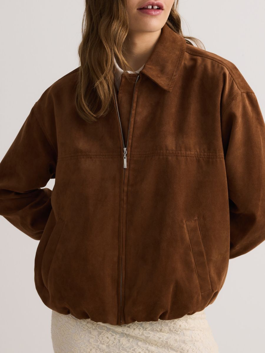 Veste oversize en imitation daim - brun mordoré - RESERVED - 5