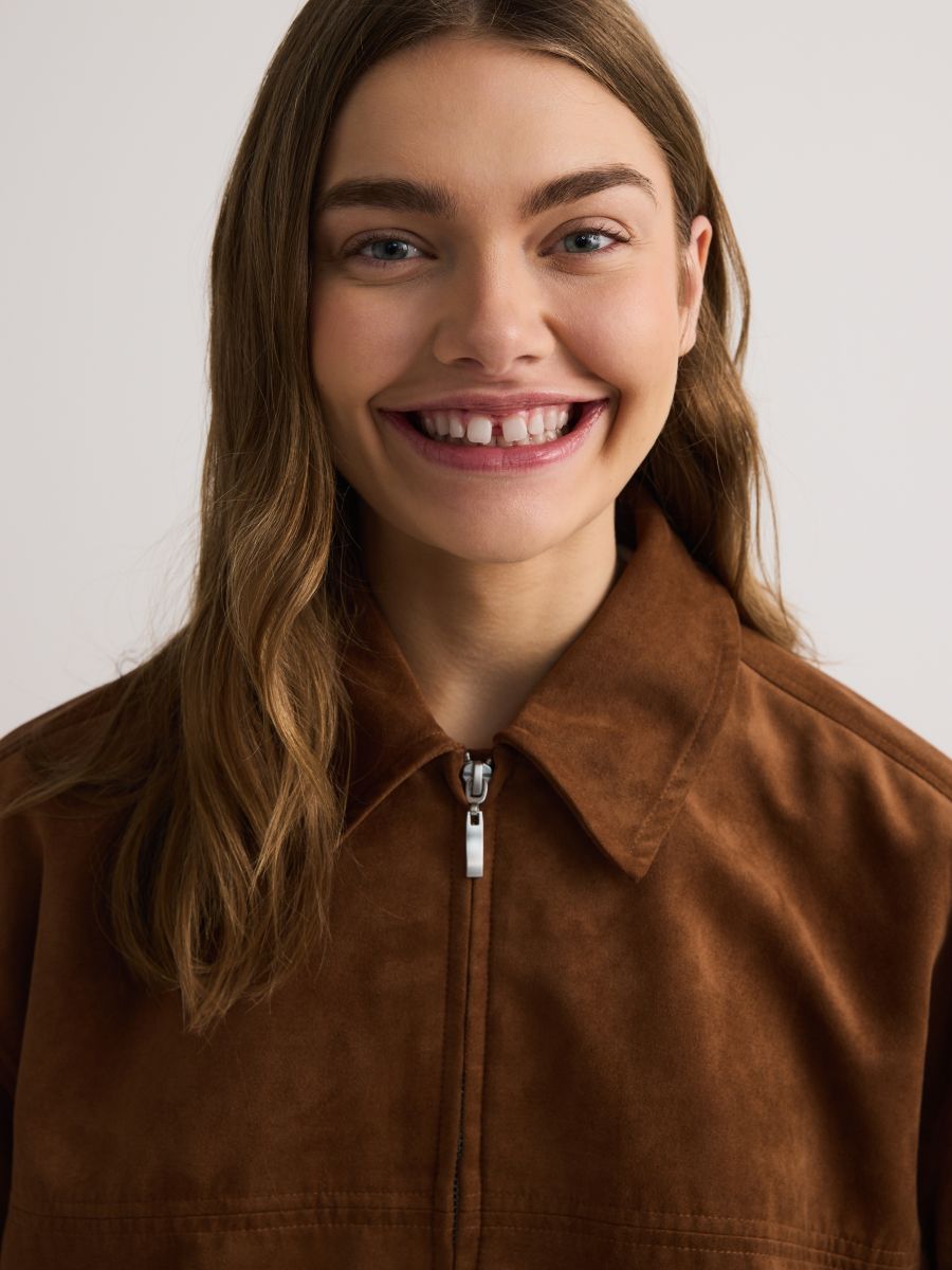 Veste oversize en imitation daim - brun mordoré - RESERVED - 7