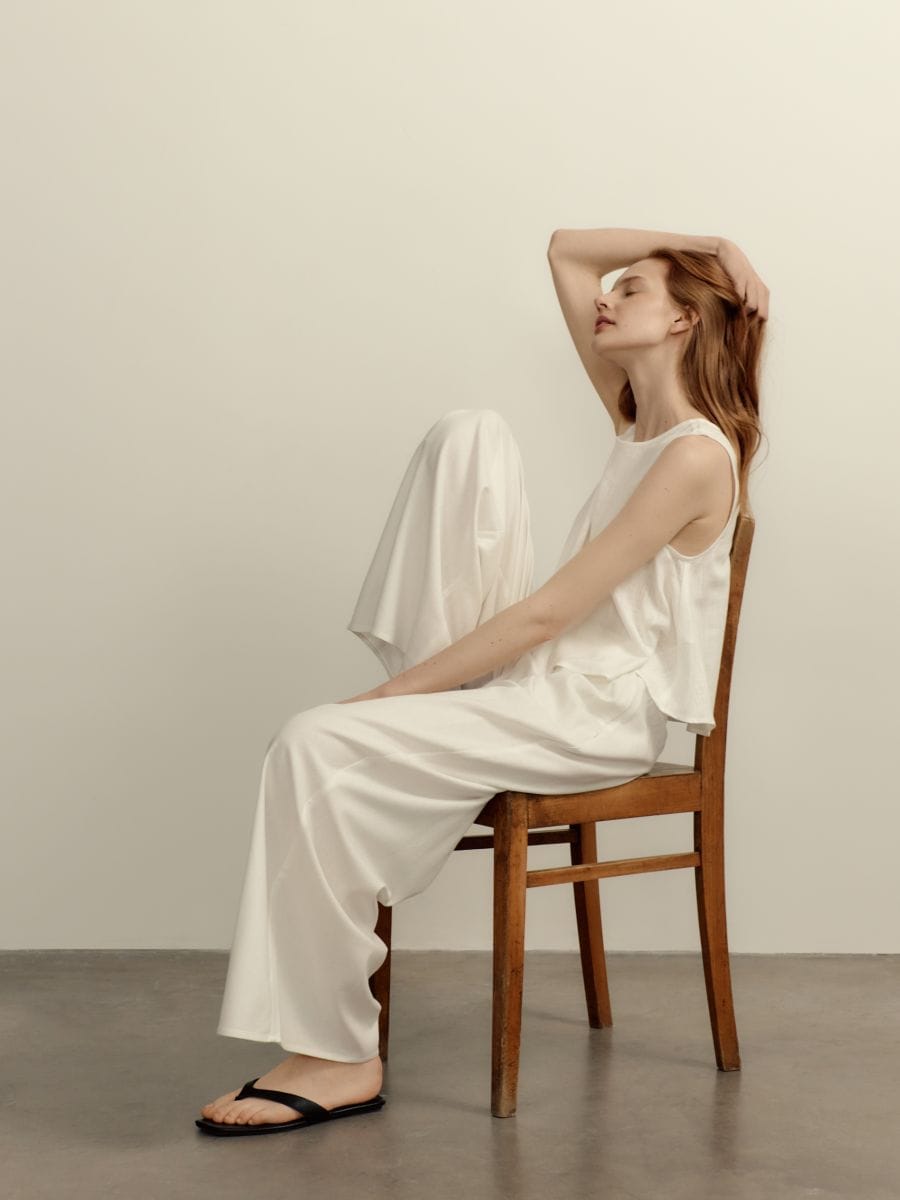 Trousers with linen blend - white - RESERVED - 2
