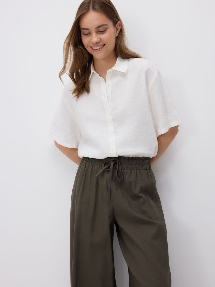 Trousers with linen blend - pale green - RESERVED - 4
