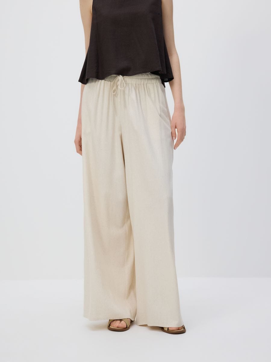 Trousers with linen blend - beige - RESERVED - 2