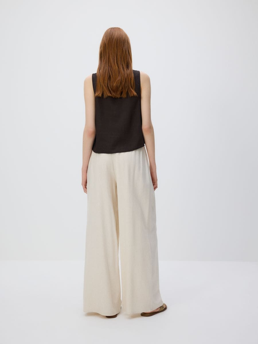 Trousers with linen blend - beige - RESERVED - 4