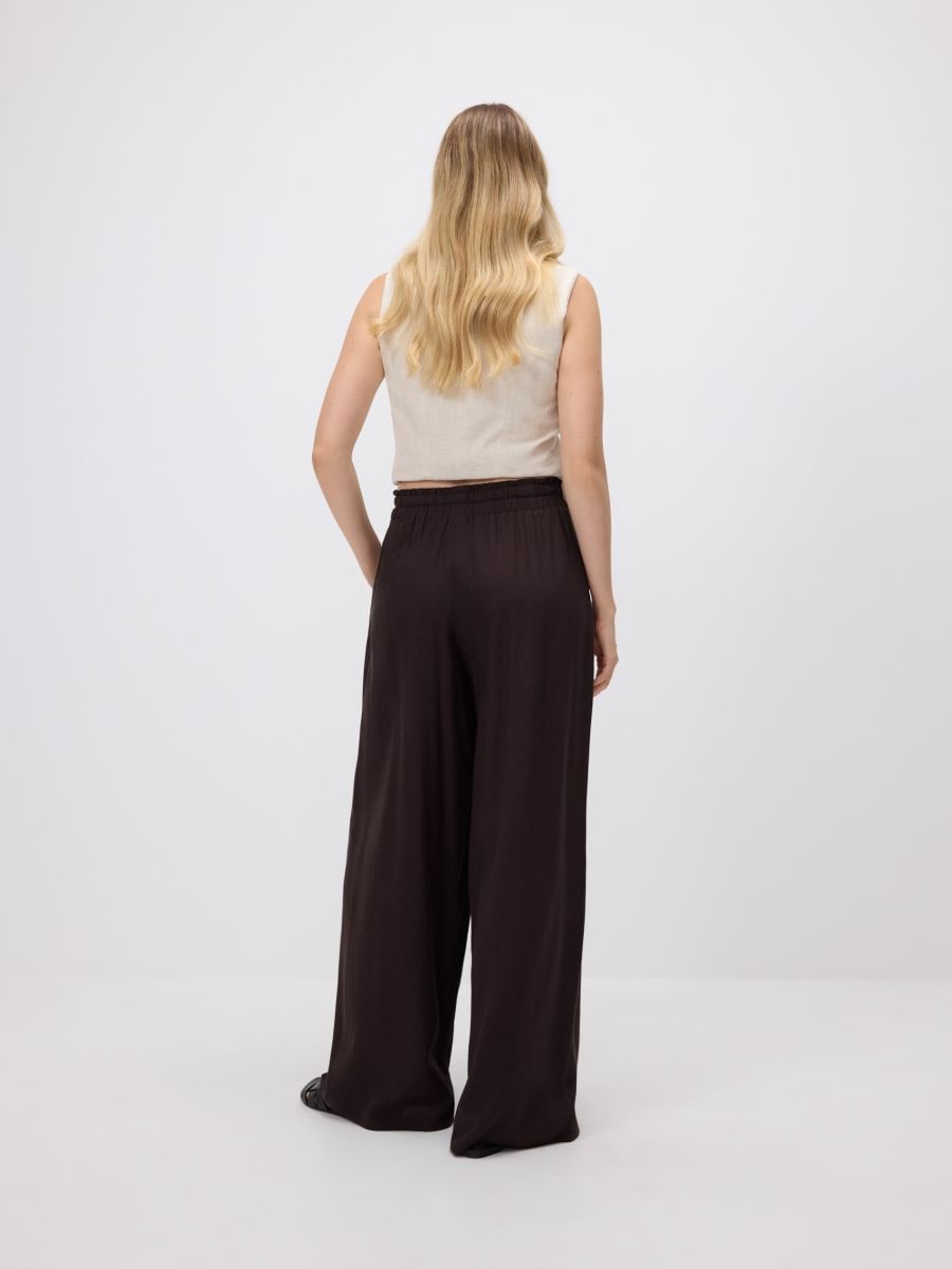 Trousers with linen blend - dark brown - RESERVED - 4