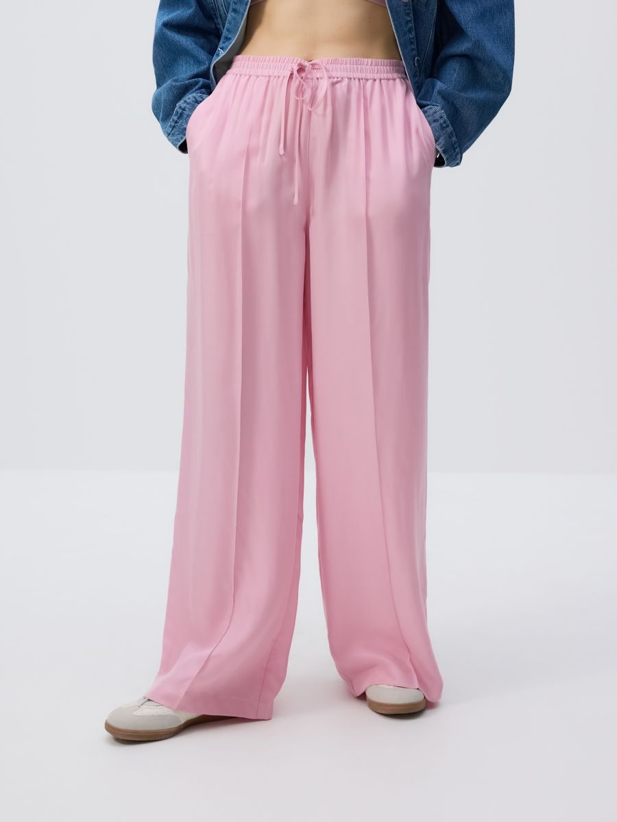 Trousers with cupro fabric - pastel pink - RESERVED - 2