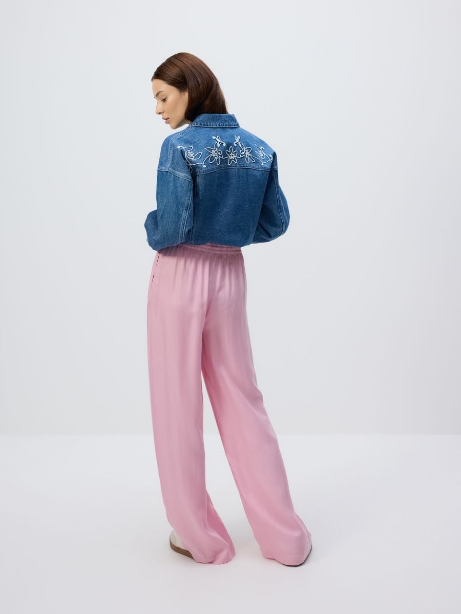 Trousers with cupro fabric - pastel pink - RESERVED - 3